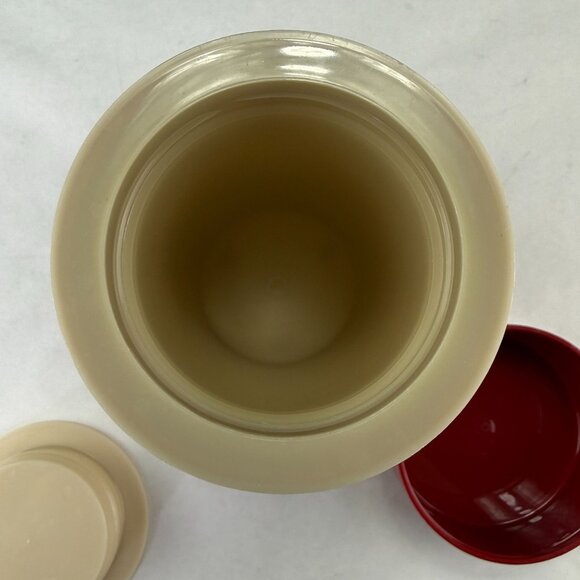 Vintage Thermos King Seeley Hot Cold Vacuum Bottle Red Tan - Picture 14 of 16